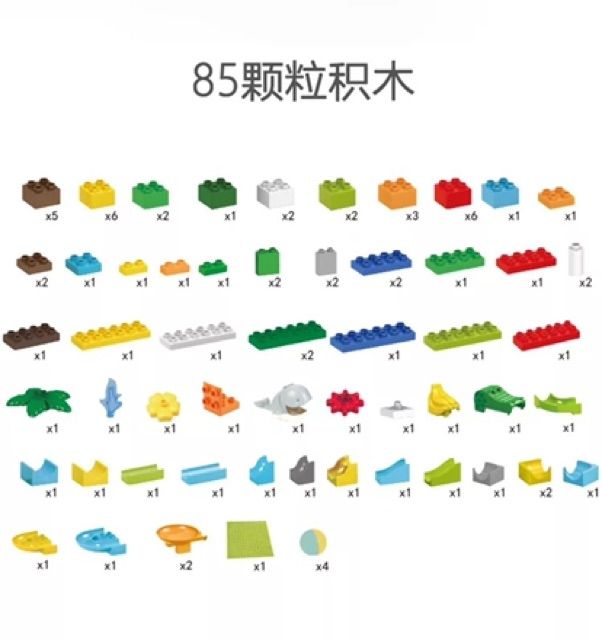 Bộ lego duplo máng trượt, thả bi cá voi feel 84 chi tiết