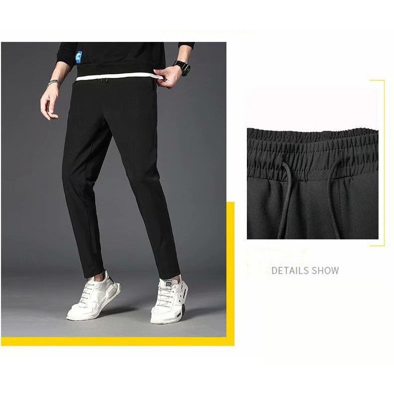 Quần Dài Thể Thao Ống Suông Vải Lụa Mát Nhanh Khô Phong Cách Hàn Quốc Thời Trang Cho Nam