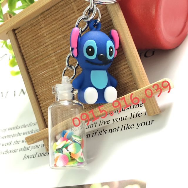 Móc khóa hoạt hình và lọ thủy tinh, móc khóa chai thủy tinh