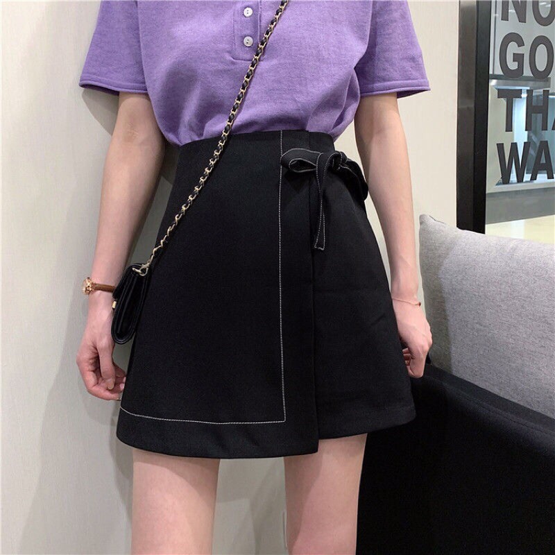 CHÂN VÁY CHỮ A VIỀN CHỈ NỔI CÓ NƠ,QUẦN GIẢ VÁY VIỀN CHỈ NỔI PHỐI NƠ | BigBuy360 - bigbuy360.vn