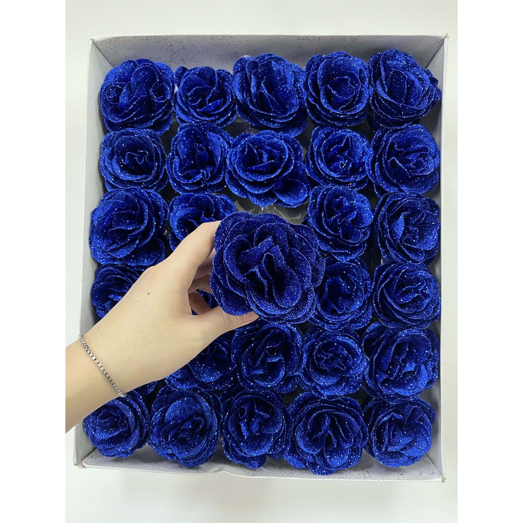 Hoa Hồng Sáp Nhũ Kim Tuyến Sỉ Hộp 30 Bông - Hoa Sáp Nhà Bơ