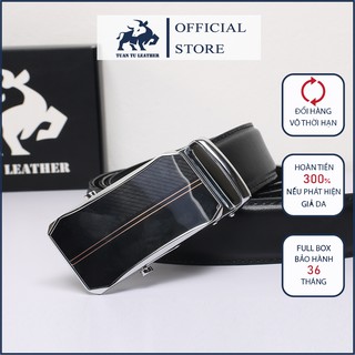 Dây nịch thắt lưng nam da bò thật - Dây nịt bản to khóa lăn màu đen