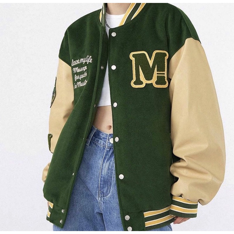 Varsity Jacket - Áo bomber tay da chất dạ phù hợp ngày hè form rộng unisex