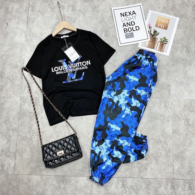 [Rẻ Vô Địch] Bộ LX xanh quần bom loang sẵn nhé Vải cotton tàu 4c chuẩn đẹp, hình in sắc nét Quần bom loang 3D to thụng