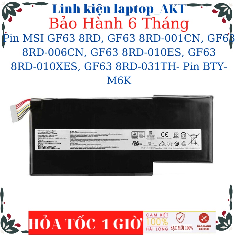 Pin laptop MSI GF63 8RD, GF63 8RD-001CN, GF63 8RD-006CN, GF63 8RD-010ES, GF63 8RD-010XES, GF63 8RD-0