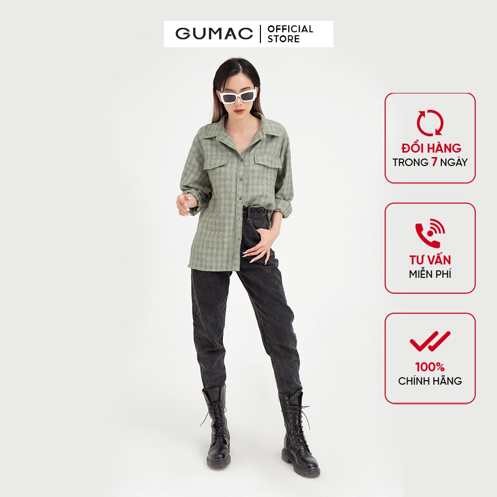 Áo sơ mi nữ phom rộng GUMAC đồ công sở thanh lịch AB421 | BigBuy360 - bigbuy360.vn