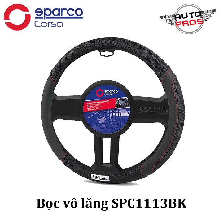 Bọc vô lăng Sparco SPC1113BK (Đen viền chỉ đỏ)