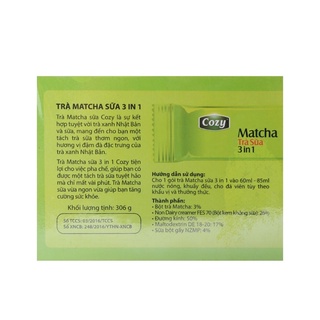 Trà sữa hoà tan Matcha Cozy 3in1 (18 gói)