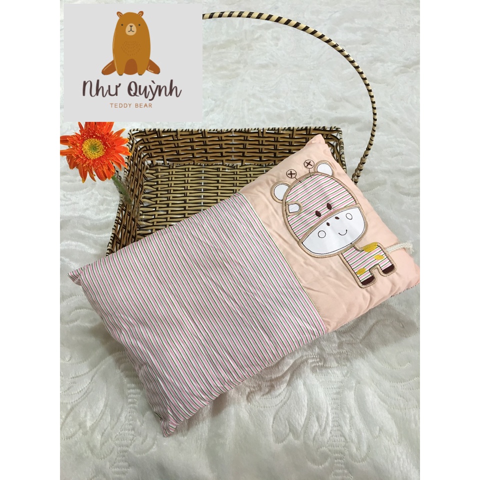 Gối cho bé 2 tuổi đến 10 tuổi, gối massage con bò gối trẻ em cotton 100% vỏ 30x50 cm