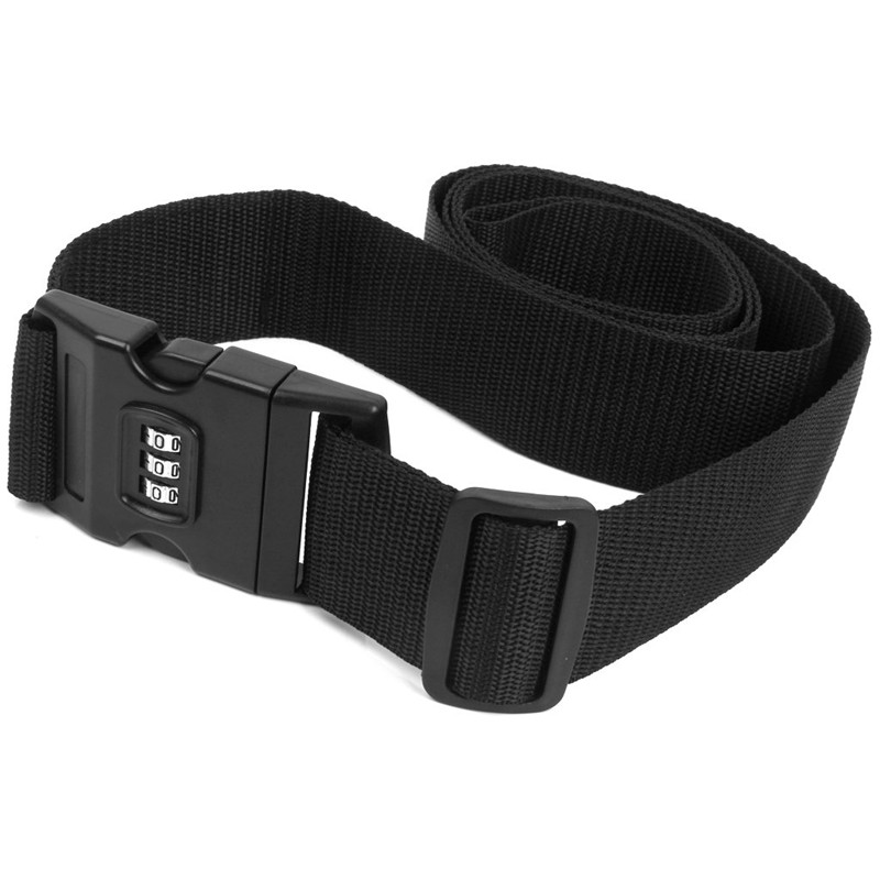 Dây Đai Khóa Số Cho Vali Hành Lý Có Nút Điều Chỉnh Màu Đen