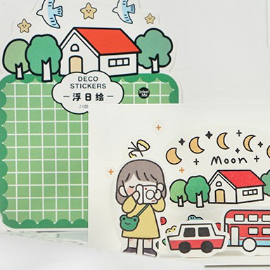 Gói Sticker dán trang trí Deco Stickers Cô gái tóc xoăn 40 miếng/set