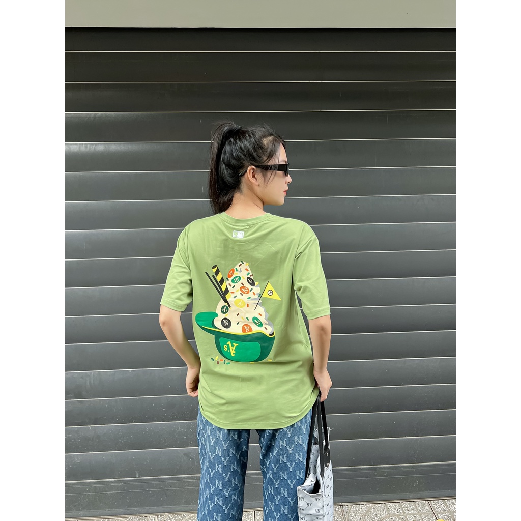 Áo Thun MLB  Áo Phông MLB Nam Nữ Tay Lỡ Form Rộng phối HOA TIẾT SAU LƯNG - COTTON 4C 100%