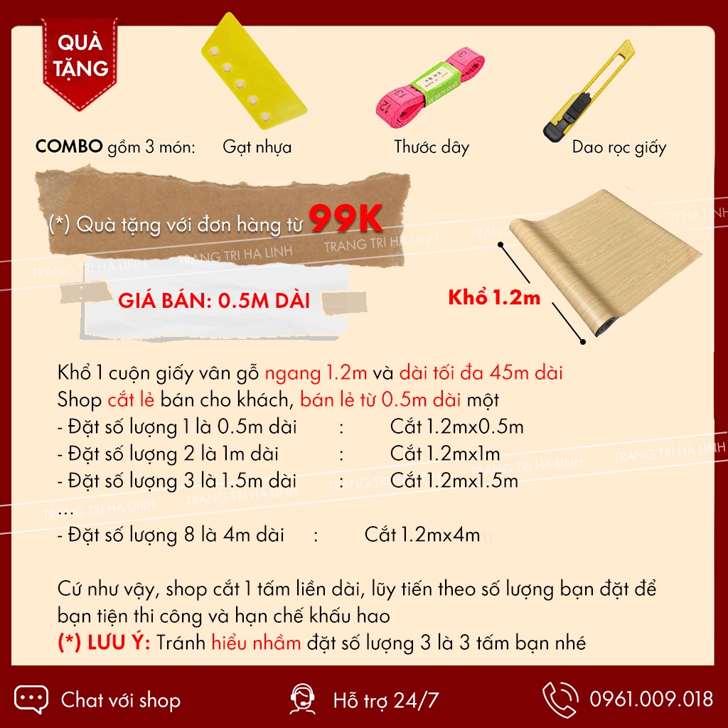 Giấy dán tường giả gỗ chống thấm tân trang lại bàn tủ giường cửa