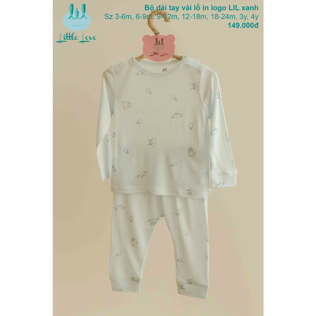 Bộ dài tay cho bé gái và bé trai chất vải cotton in hình dễ thương LiL