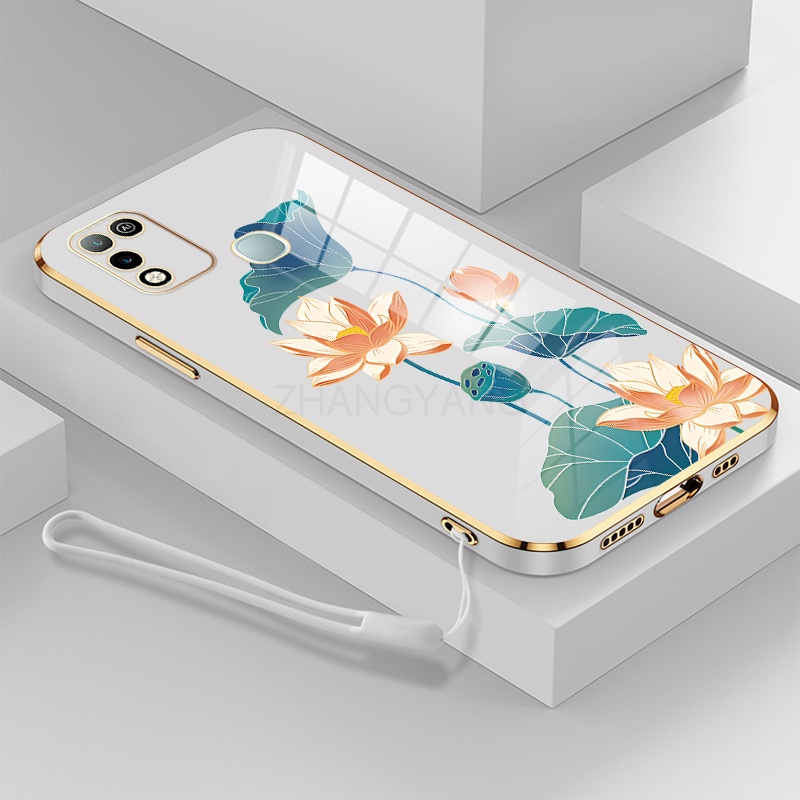 ốp lưng infinix hot 10 play hot 11 play ốp điện thoại infinix hot 10 play hot 11 play Ốp Điện Thoại TPU Dẻo Mạ Màu Họa Tiết Hoa Sen Sang Trọng