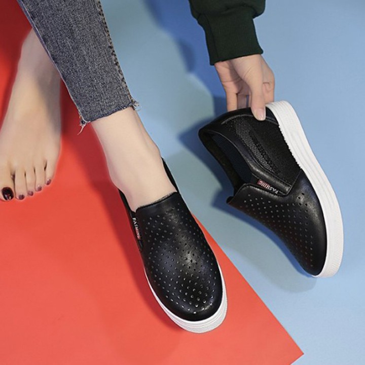 [CHẤT LƯỢNG] Giày độn đế nữ, giày slip on nữ độn đế lưới V3 êm chân, Hàng Quảng Châu loại 1