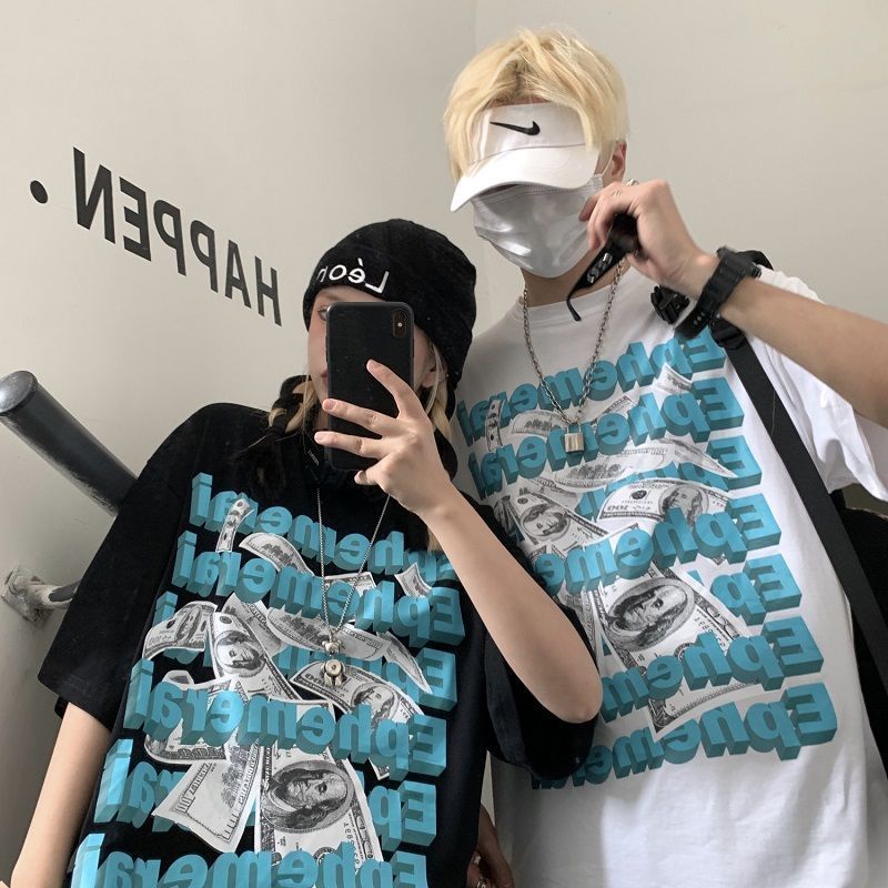 Áo thun tay lỡ unisex, áo phông form rộng Chữ cái 3D