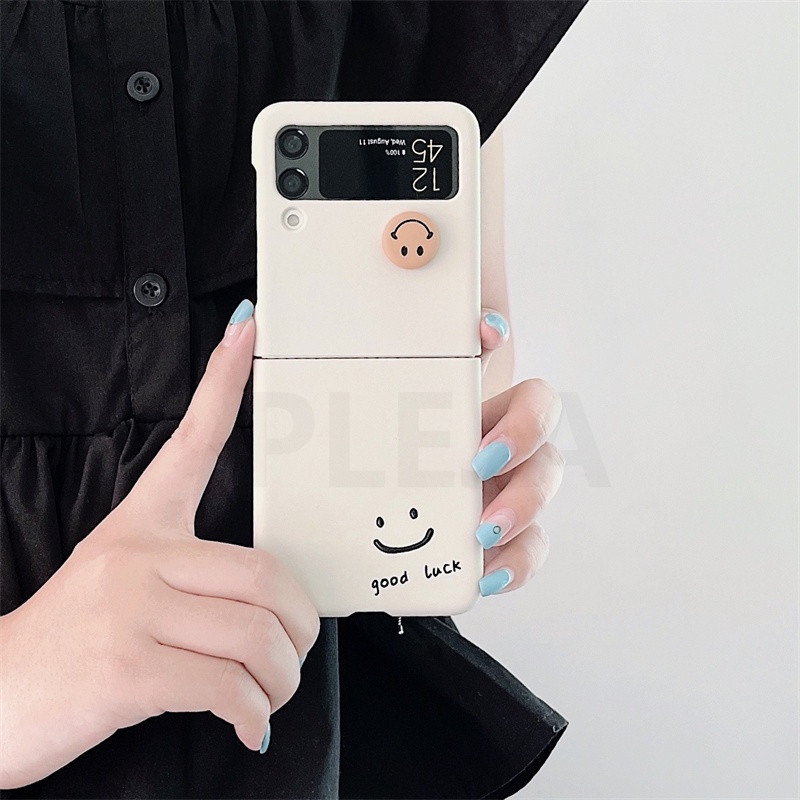 Ốp điện thoại HOCE PC hình mặt cười cho Samsung Galaxy Z Flip 4 Z Flip 3 5G ZFlip4 ZFlip3