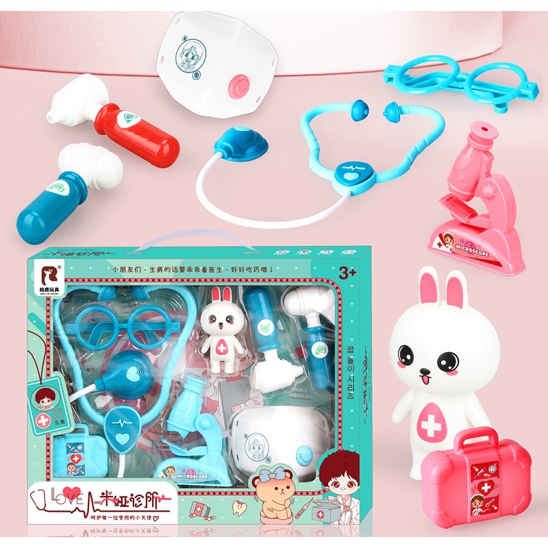 Hộp đồ chơi bác sĩ thỏ, bé tập làm bác sỹ 722-24-d