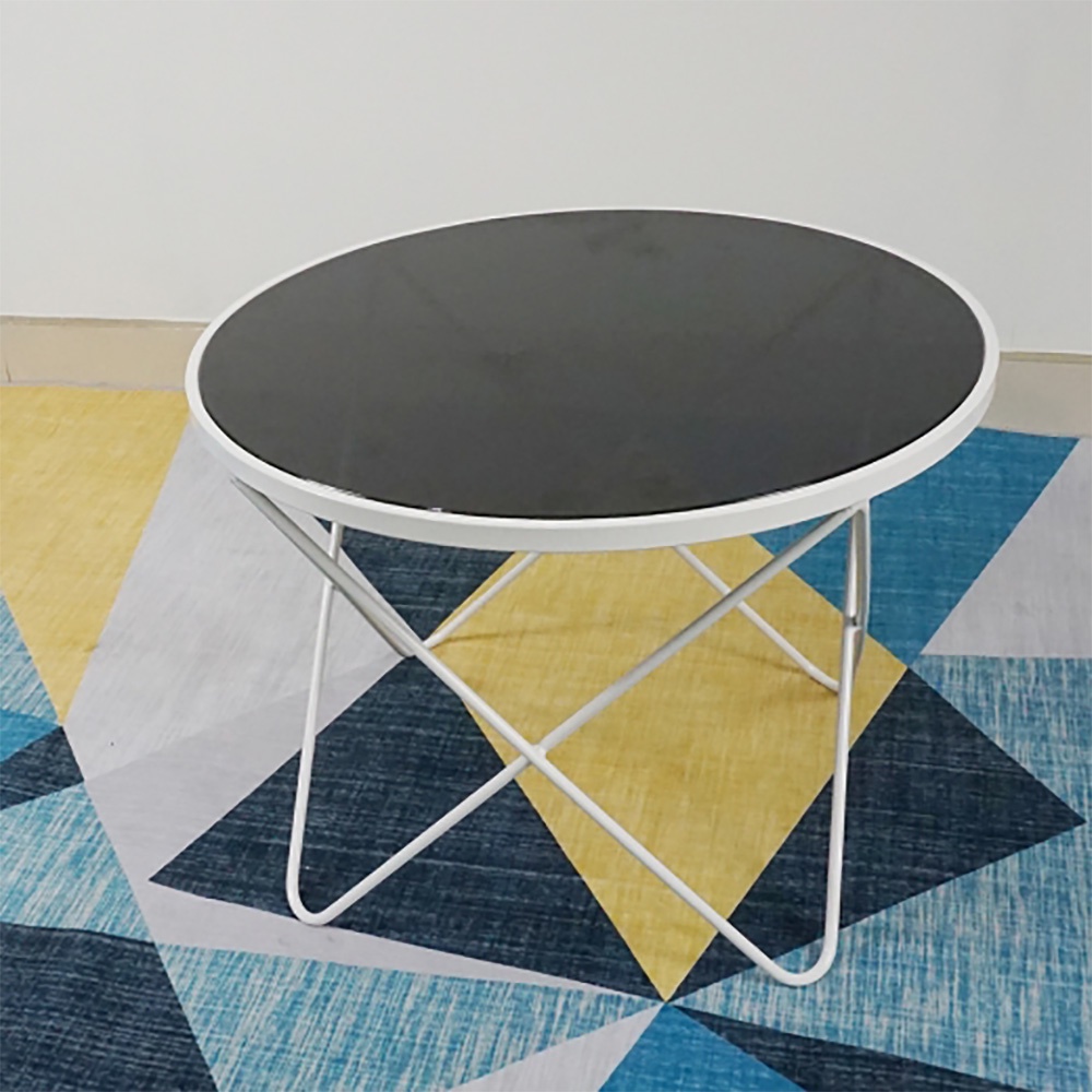 Bàn trà sofa phòng khách IBIE Ferrara mặt viền tròn, chân sắt sơn tĩnh điện, tùy chọn màu sắc, mặt bàn