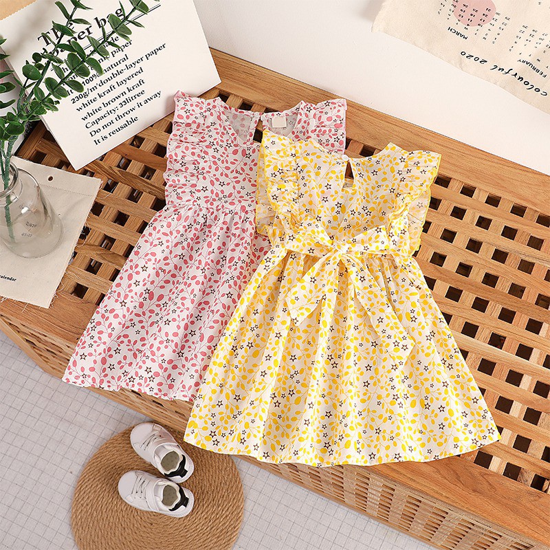 Đầm Hoa Tay Ngắn Xinh Xắn Dành Cho Bé Gái