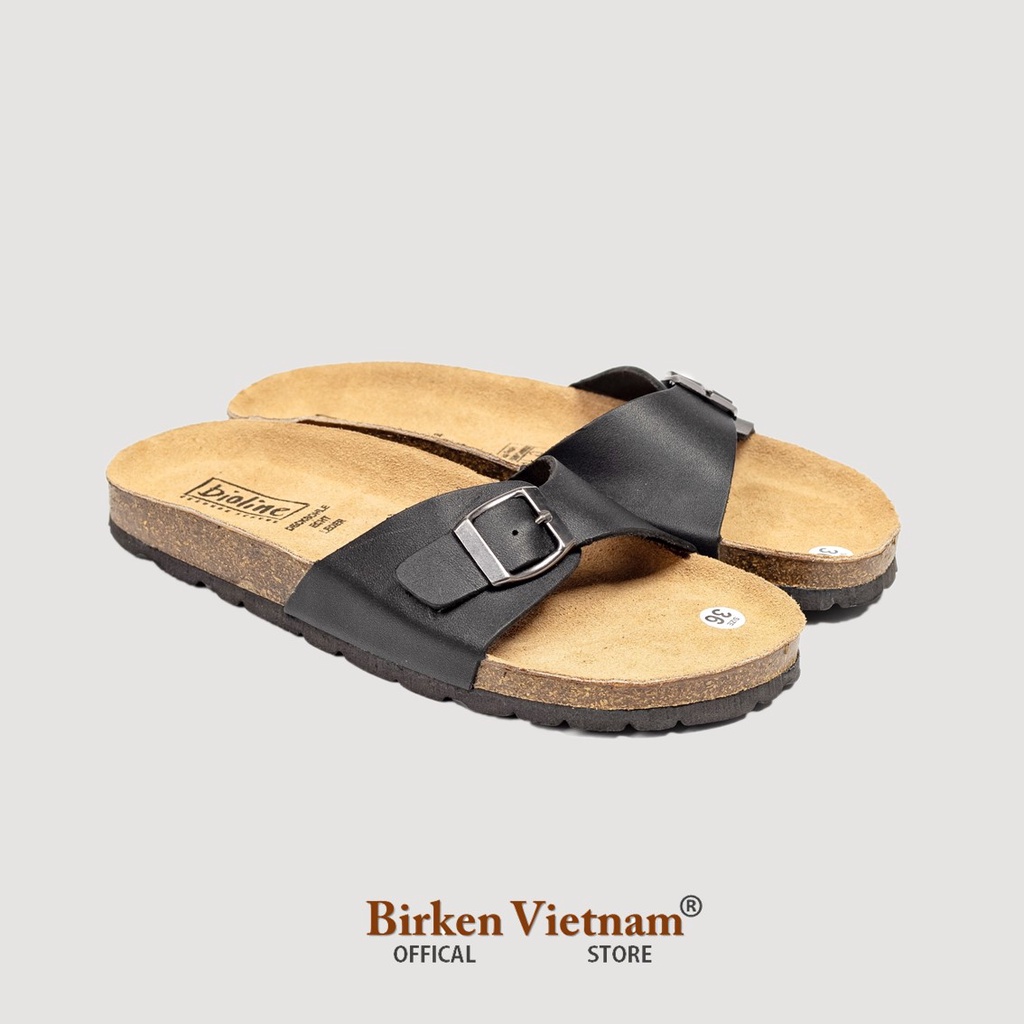 Mã D08 DÉP DA BÒ Đế Trấu Quai Đơn Unisex Birken Vietnam Bioline