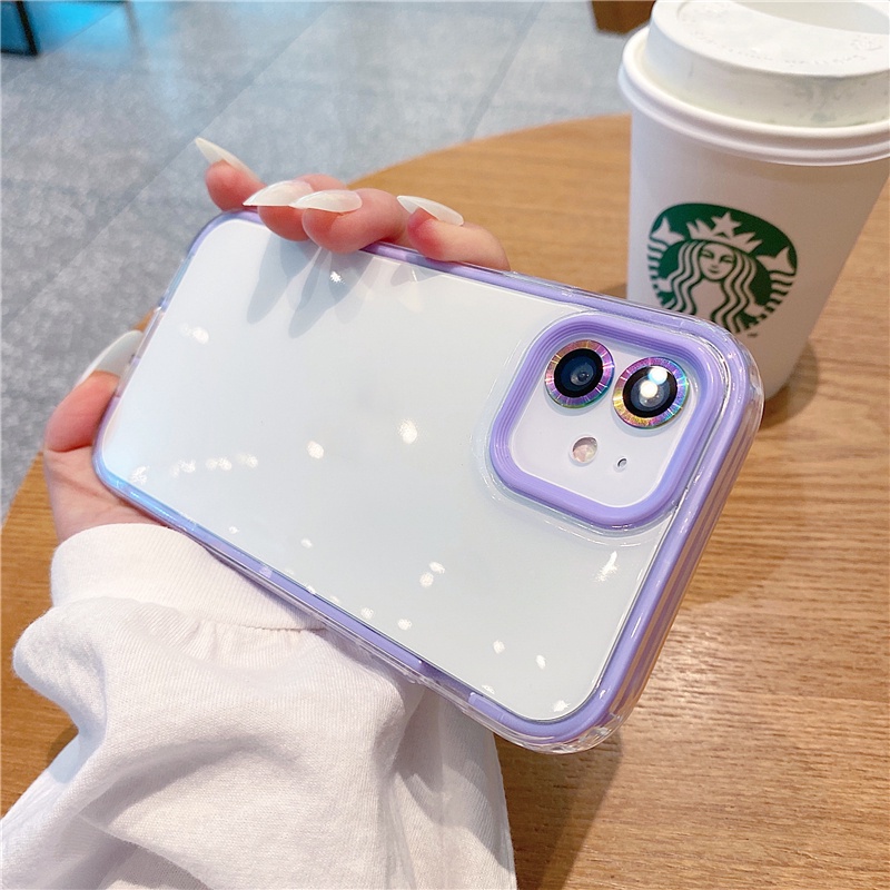 Ốp Điện Thoại Trong Suốt Chống Sốc Màu Kẹo Cho iPhone 11 12 Pro Max