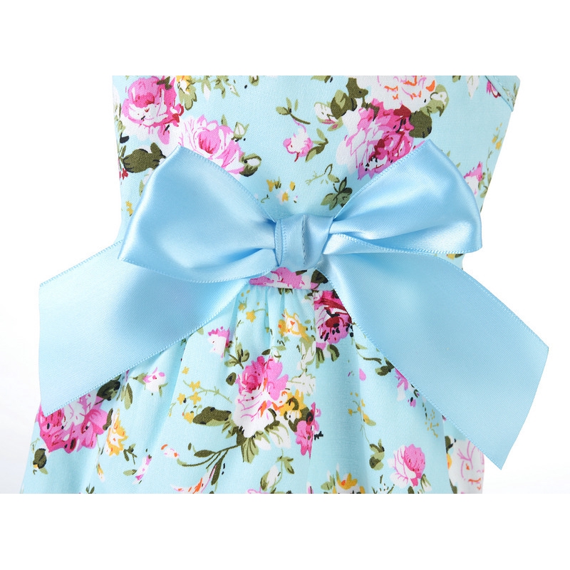 Đầm cotton họa tiết hoa đính nơ thời trang xuân hè 2021 đáng yêu dành cho thú cưng