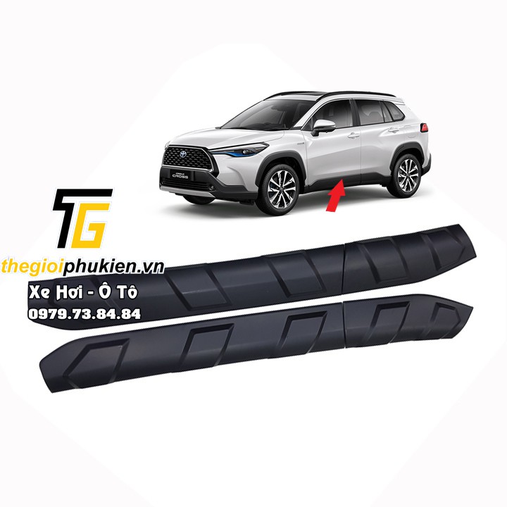 Bộ ốp sườn, nẹp sườn Toyota Corolla Cross nhựa ABS đen - Bản to