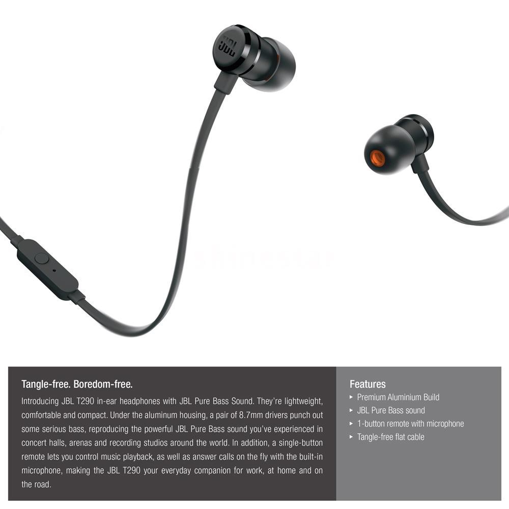 Tai Nghe Nhét Tai JBL T290 Có Nút Điều Khiển Âm Lượng Jack 3.5mm