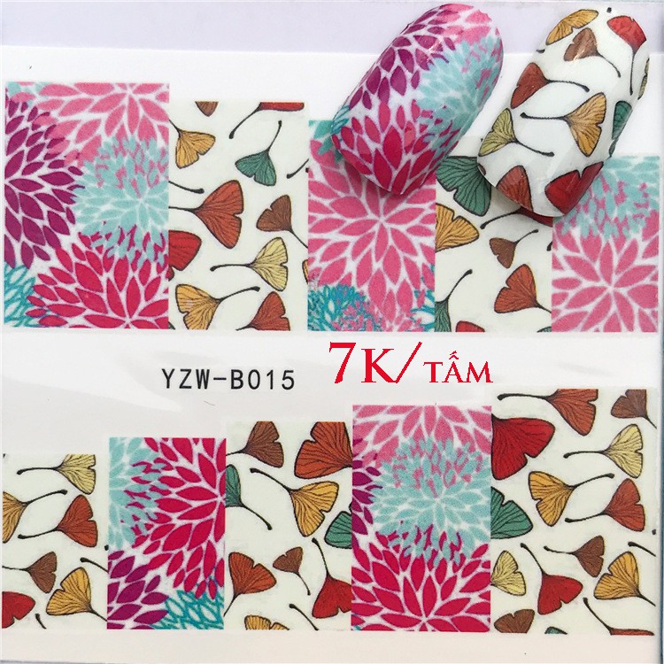 Sticker dán móng nhiều họa tiết hoa,lá khô