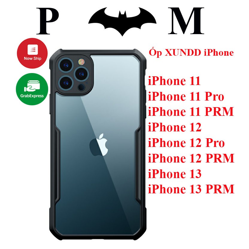 Ốp iPhone thể thao chống sốc lưng trong suốt XUNDD iphone X/XS/XR/XSM/11/11Pro/11ProMax/12/12Pro/ 12Promax/ 13/ 13 PRM