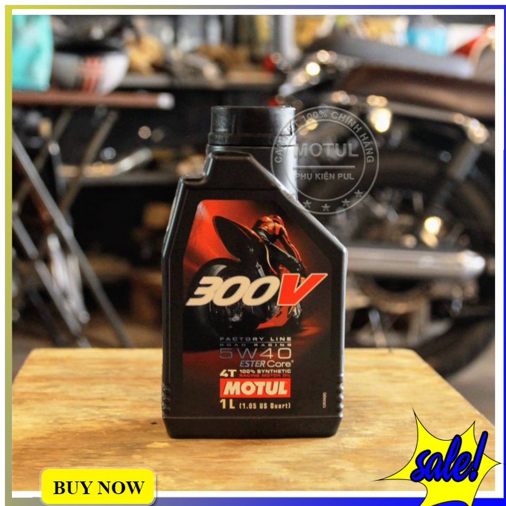 Nhớt Motul 300V 5W40 1 Lít Cho Moto, Xe Phân Khối Lớn - Hàng Chính Hãng