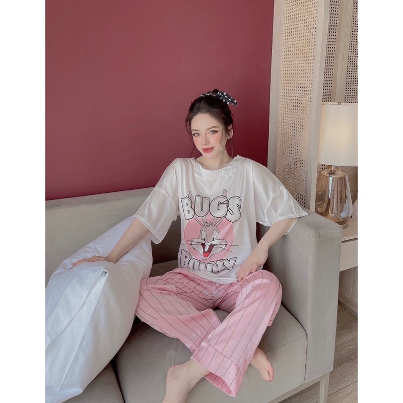 bộ lụa cổ tròn hoạt hình | BigBuy360 - bigbuy360.vn
