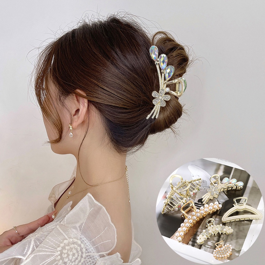 Kẹp Tóc Đính Đá Và Ngọc Trai Thời Trang Hàn Quốc Cho Nữ