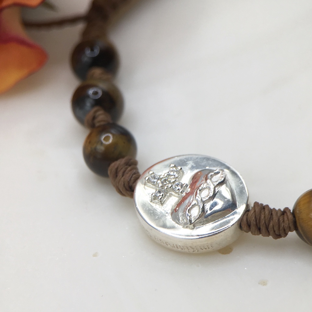 Chuỗi tràng hạt Công giáo vòng đeo tay hạt khói chuỗi Mân Côi Thánh Giá Chúa Bạc S925 Đức Mẹ sterling silver Holy Rosary