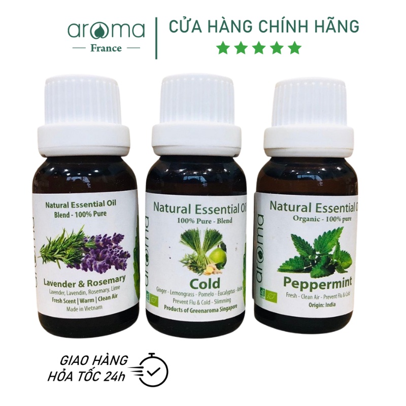 Tinh Dầu Xông AROMA Oải Hương &amp; Hương Thảo , Sả Gừng ( Cold ) , Bạc Hà 10ml