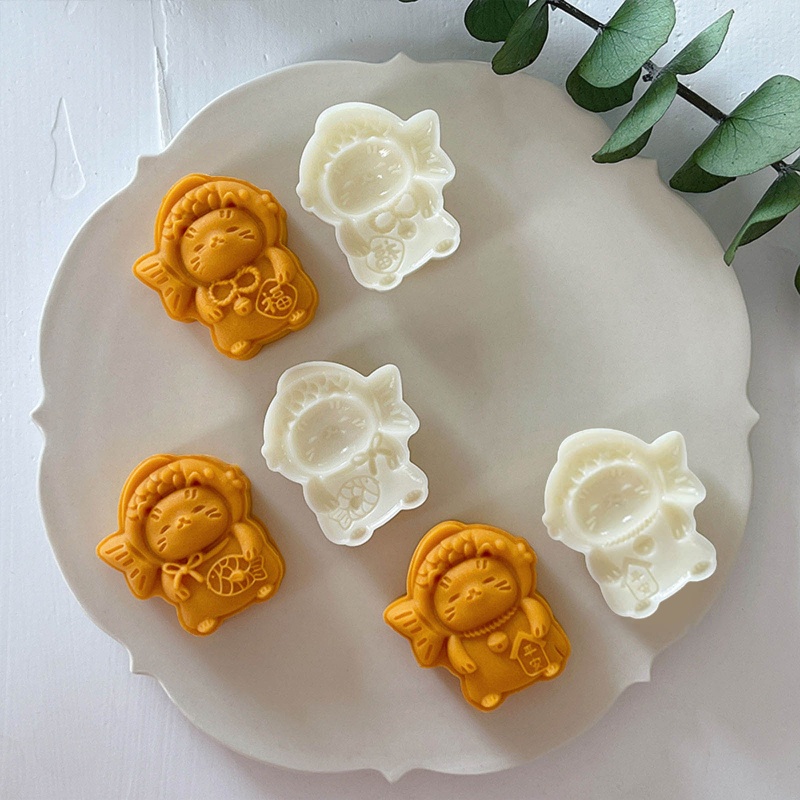 Khuôn Nhựa 50g Làm Bánh Trung Thu Hình Mèo Dễ Thương