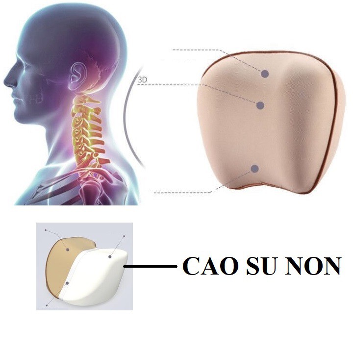 Gối tựa đầu ô tô cao su non MM (Vàng kem)