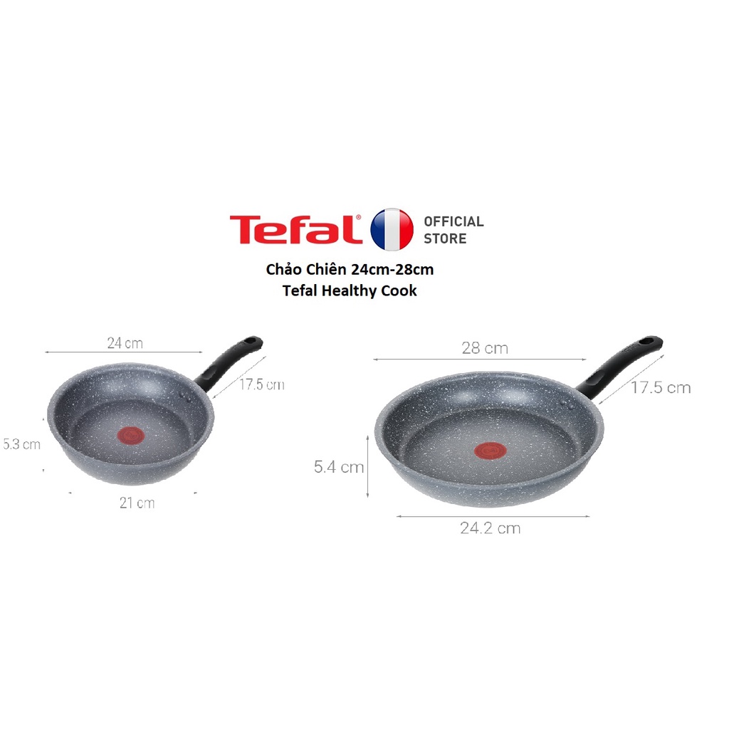 Chảo Chiên/Xào chống dính Tefal Cook Healthy -24/26/28Cm -Hàng Chính Hãng BH 2 Năm- Dùng cho mọi loại bếp