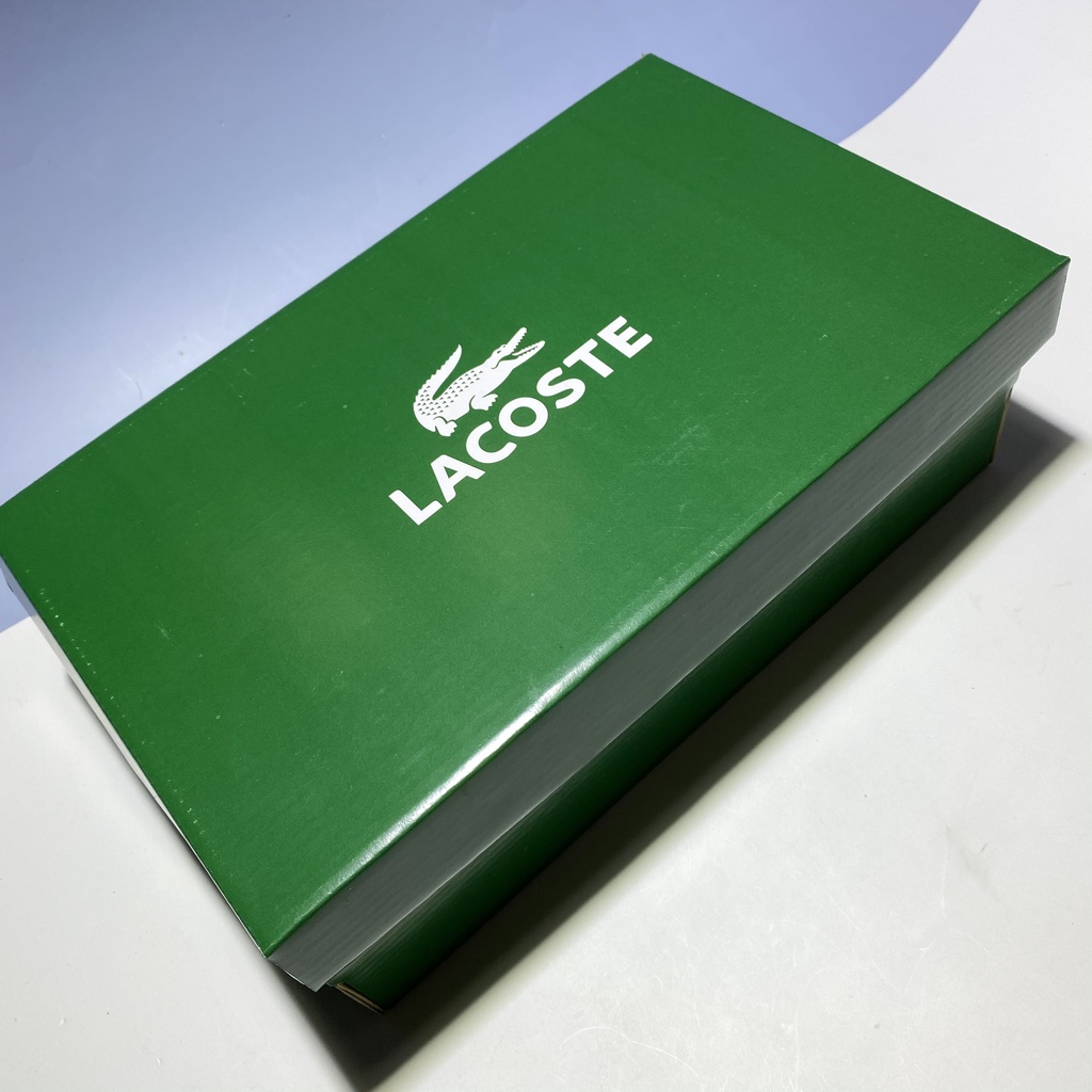 Hộp giấy carton Lacoste đựng giày dép quần áo mũ nón gói quà đóng hàng giá rẻ kèm bill thẻ giấy lụa nhật