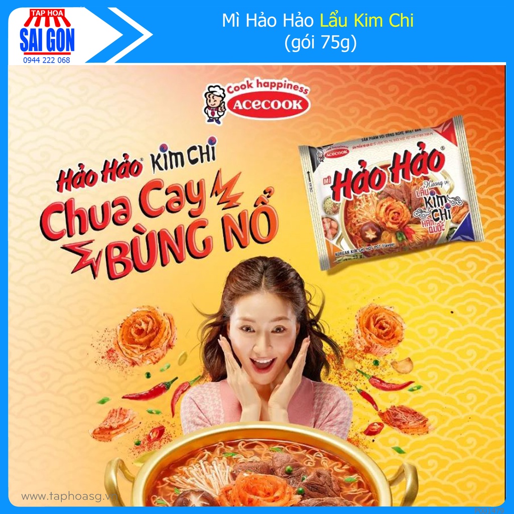 Mì Hảo Hảo Lẩu Kim Chi Hàn Quốc gói 75g mang hương vị chua cay mới của kim chi đến các tín đồ mì gói
