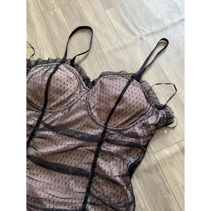 Bodysuit ren xuất khẩu Lily White co giãn