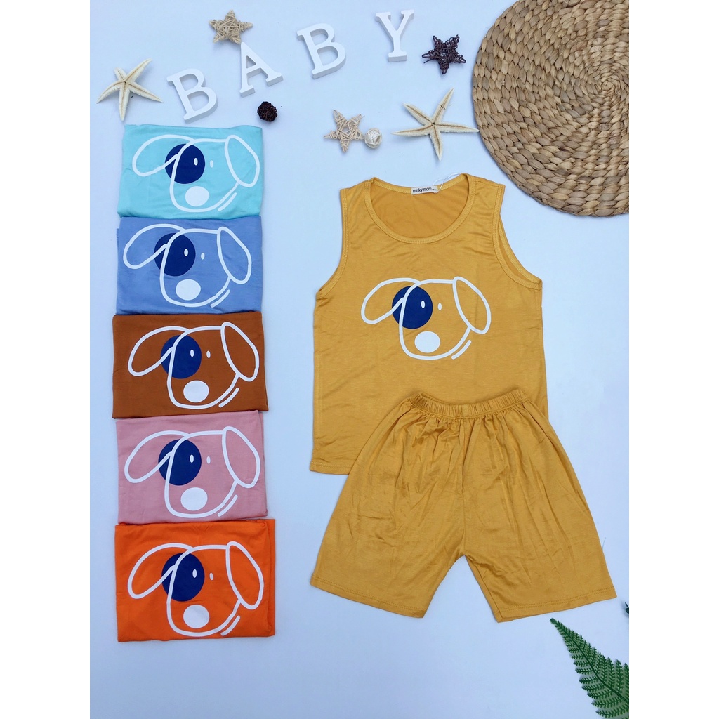 [Bé 20-32kg] Bộ Ba lỗ thun lạnh SIZE ĐẠI 18-32kg Minky Mom cho bé trai bé gái từ 20-32kg - Mẫu Cún
