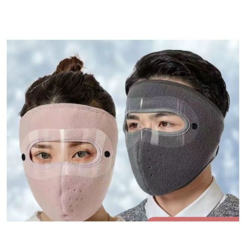 Khẩu trang vải ninja lót nỉ kèm kính chắn gió mưa bụi tiện lợi, chống giọt bắn