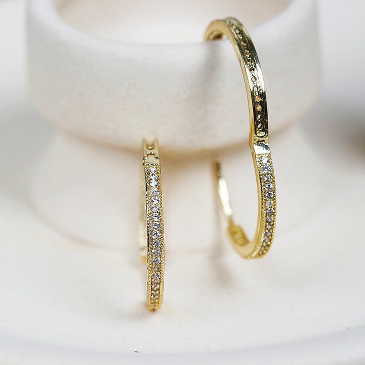 14K Gold-Coated Zircon Earring Ring Round Ear Buckle Fashion Ear Clip Ear Jewelry 004