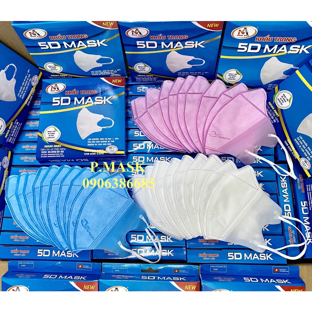 Combo 100 hộp khẩu trang 5D FAMAPRO thiết kế 3D Mask kháng khuẩn 10 cái/ hộp 3 lớp