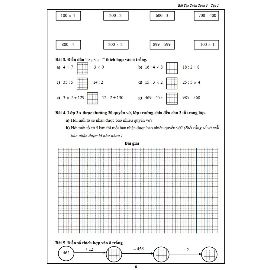 Sách - Bài Tập Tuần Toán 3 - Tập 1 (1 cuốn)