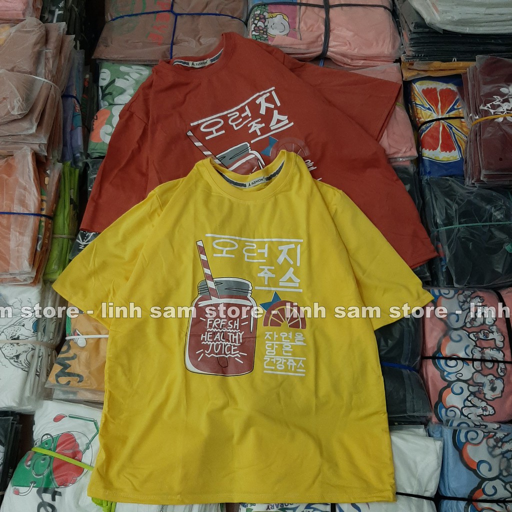 Áo thun tay lỡ SAM CLO freesize phông form rộng Unisex, mặc lớp, nhóm, cặp in hình ly nước FRESH HEALTHY JUICE | BigBuy360 - bigbuy360.vn