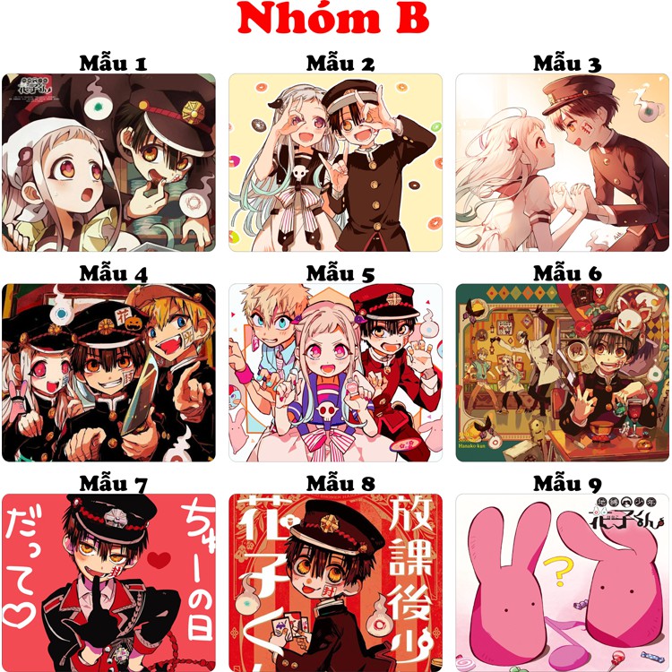 &lt;18 mẫu&gt;Lót chuột máy tính Anime Jibaku Shounen Hanako kun cỡ bàn di chuột lớn 20x24cm chất liệu mouse pad cao su